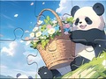 Spel Jigsaw Puzzle: Basket Flower Panda