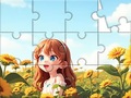 Spel Jigsaw Puzzle: Sunflower Girl