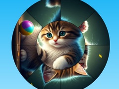 Spel Round Jigsaw Puzzle Collect Pictures with Cute Kittens